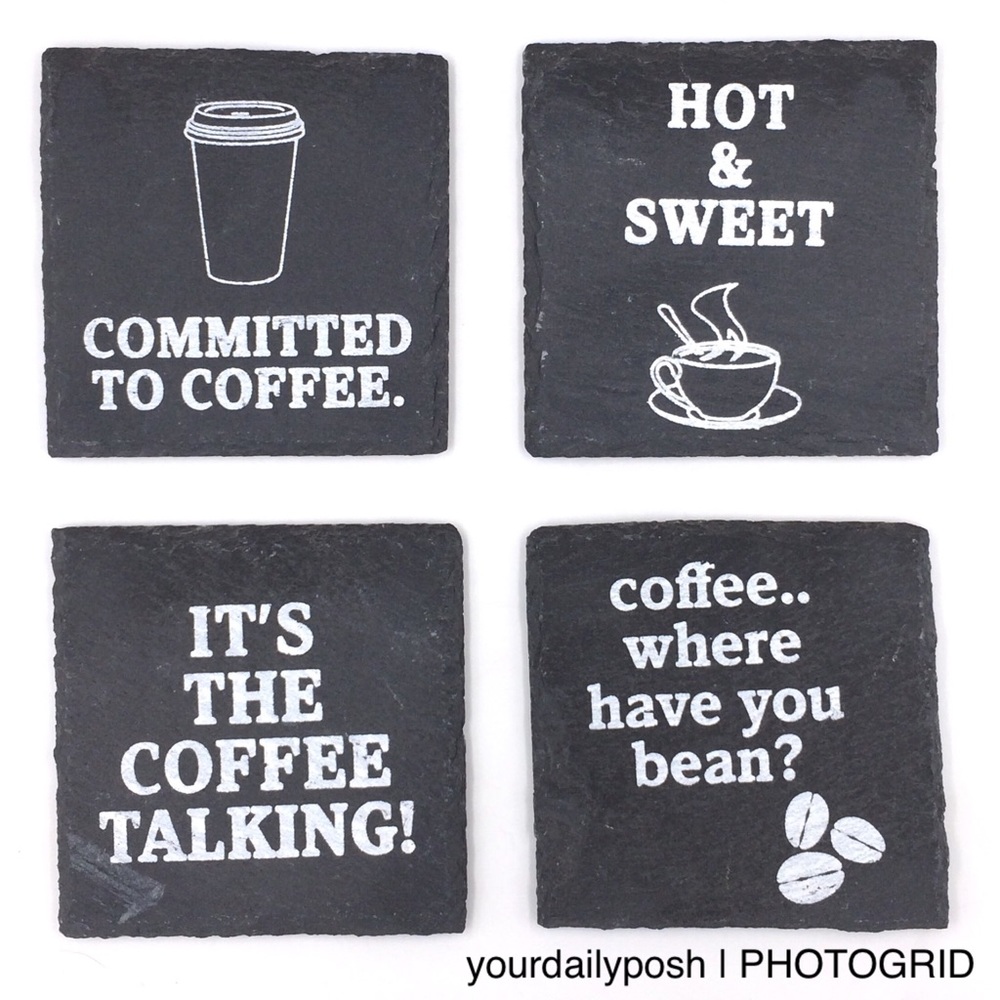 Nordstrom stone slate funny coffee quote coasters set of 4